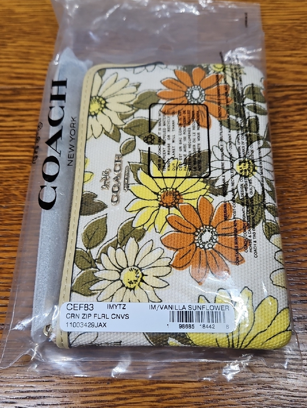 Coach Corner Zip Wristlet With Floral Print - Picture 3 of 4